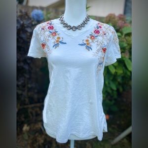 Sundance JWLA Style Floral Embroidered Cotton Shirt Top Spring